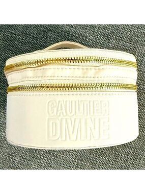Gaultier Divine Vanity Case Pouch Cosmetic Bag Cream Golden New Authentic